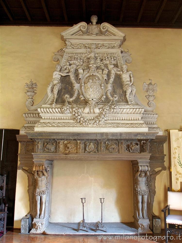 Castiglione Olona (Varese, Italy) - Renaissance fireplace with baroque hood in Palazzo Branda